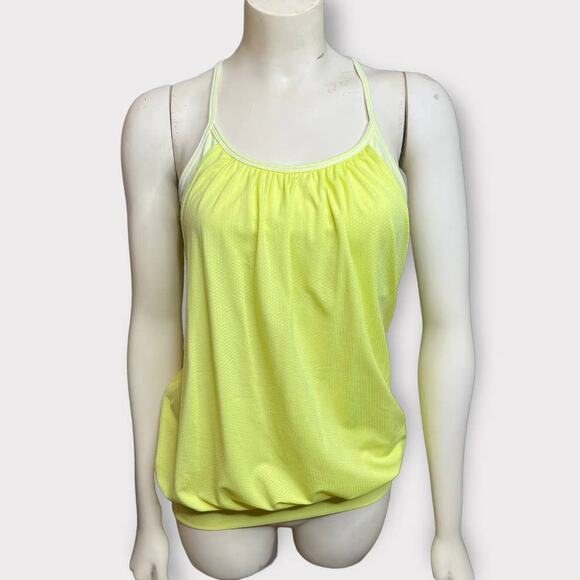 Lululemon Clarity Yellow Slope Stripe No Limits Tank Bra Combo - Picture 1 of 6